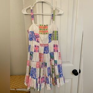 Lilly Pulitzer Alision Dress Fit-and-Flare Multi Patch Me If You Can Sz 6